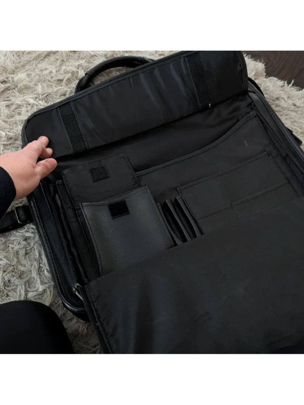 Bugatti Classic Black Leather Briefcase